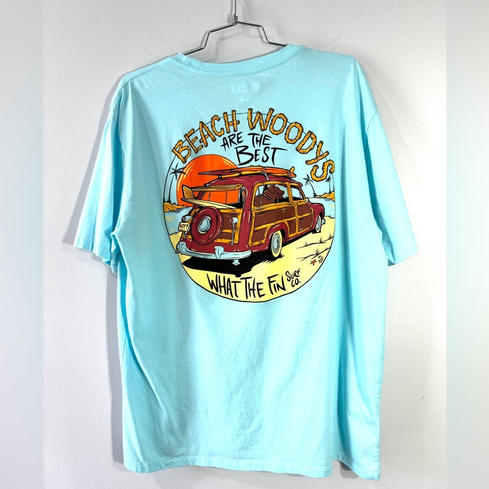 What the Fin Beach Woody Summer T-shirt in Aqua Color Size XL Man or Woman
